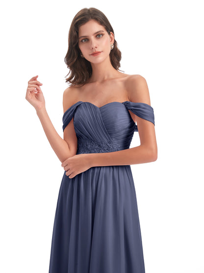 Sonia Off The Shoulder Bridesmaid Dresses With Appliques