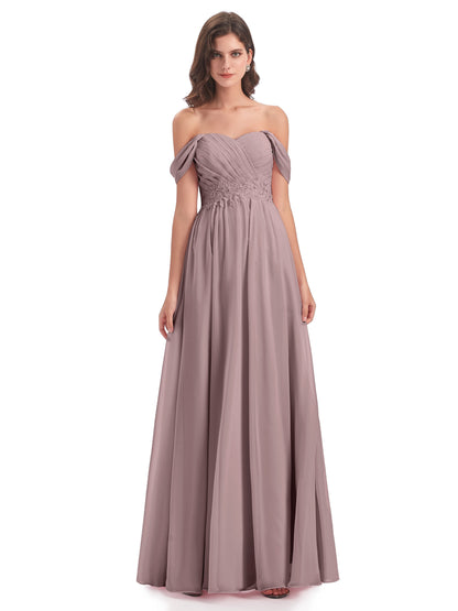 Sonia Off The Shoulder Bridesmaid Dresses With Appliques