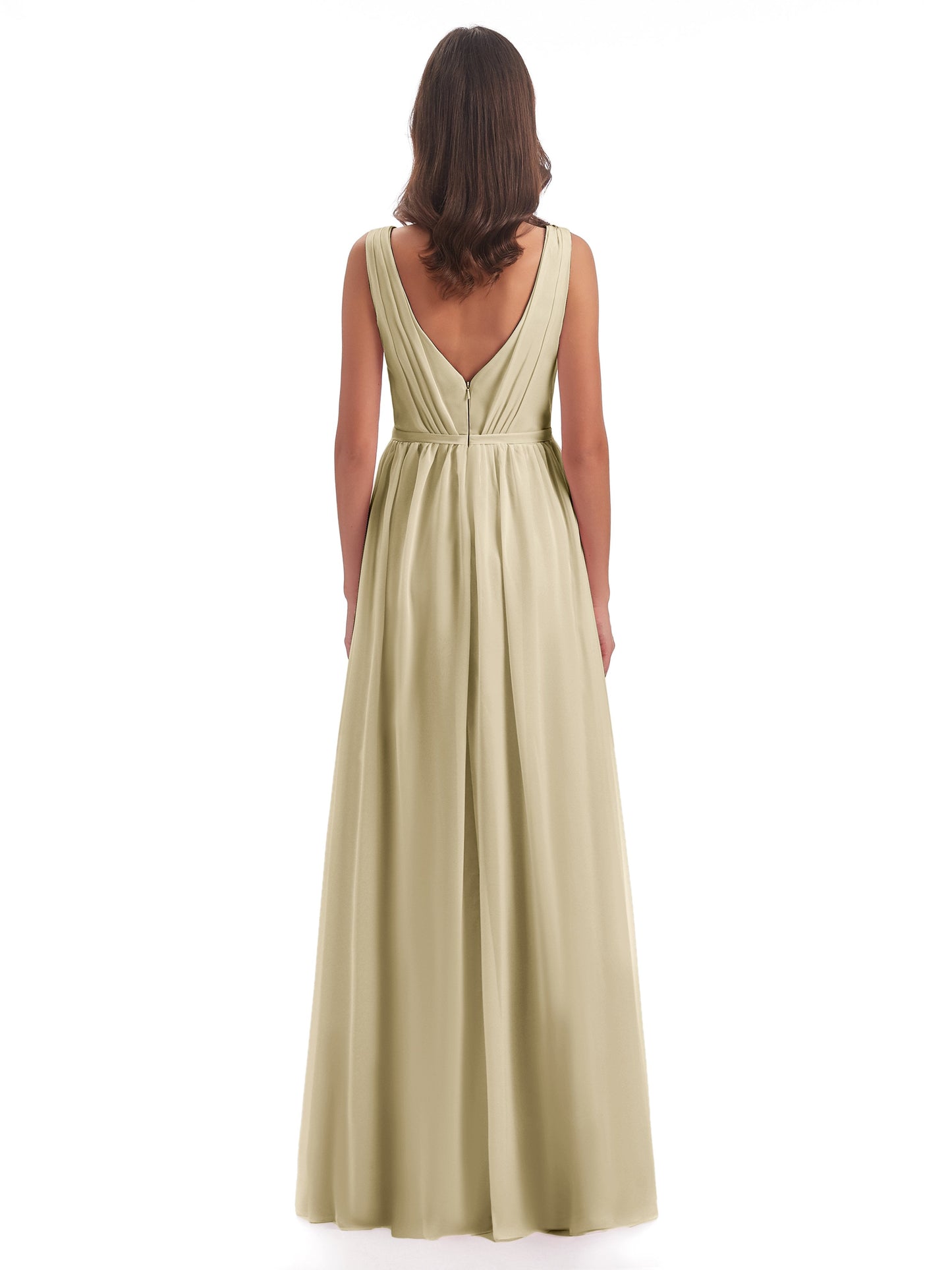 Sophia Sheath Floor Length V Neck Chiffon Bridesmaid Dresses