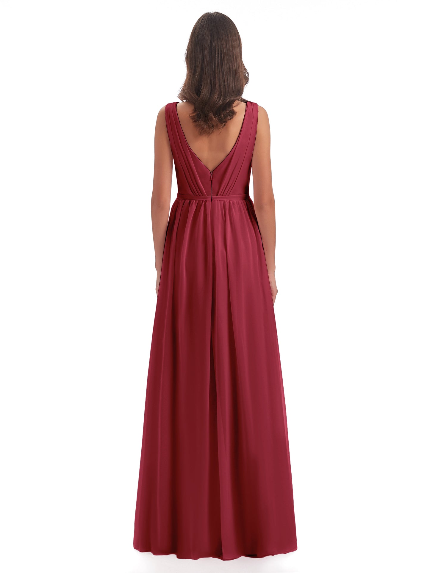Sophia Sheath Floor Length V Neck Chiffon Bridesmaid Dresses