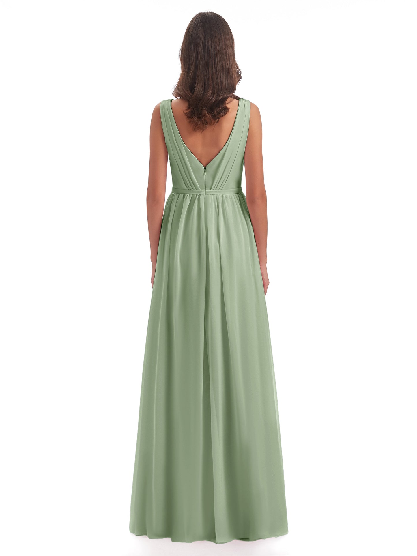 Sophia Sheath Floor Length V Neck Chiffon Bridesmaid Dresses