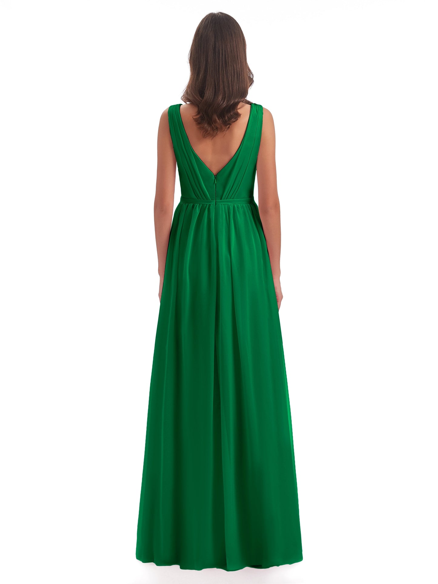 Sophia Sheath Floor Length V Neck Chiffon Bridesmaid Dresses