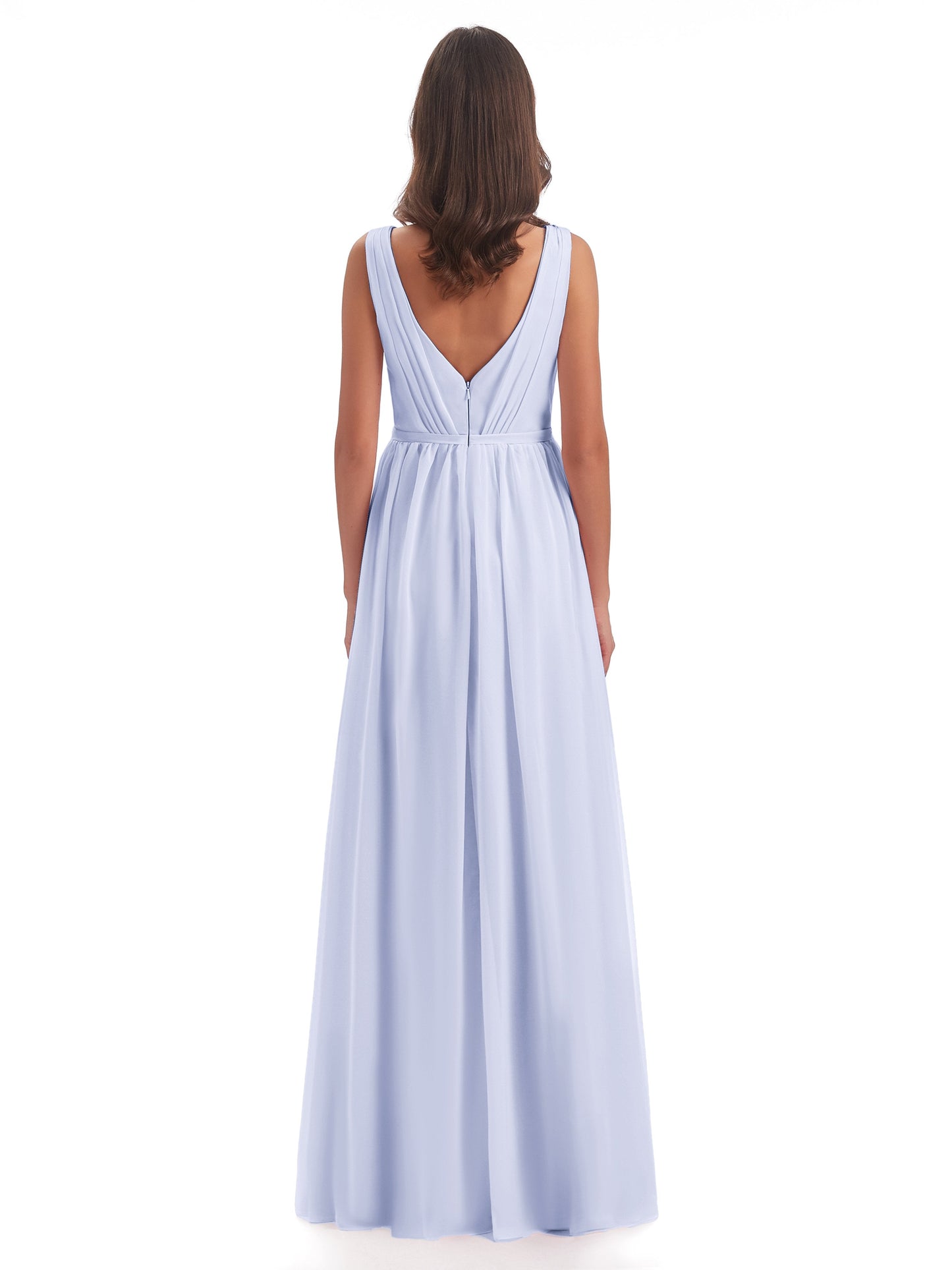 Sophia Sheath Floor Length V Neck Chiffon Bridesmaid Dresses