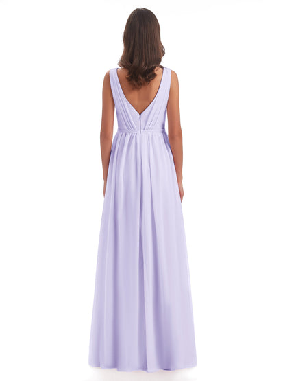 Sophia Sheath Floor Length V Neck Chiffon Bridesmaid Dresses