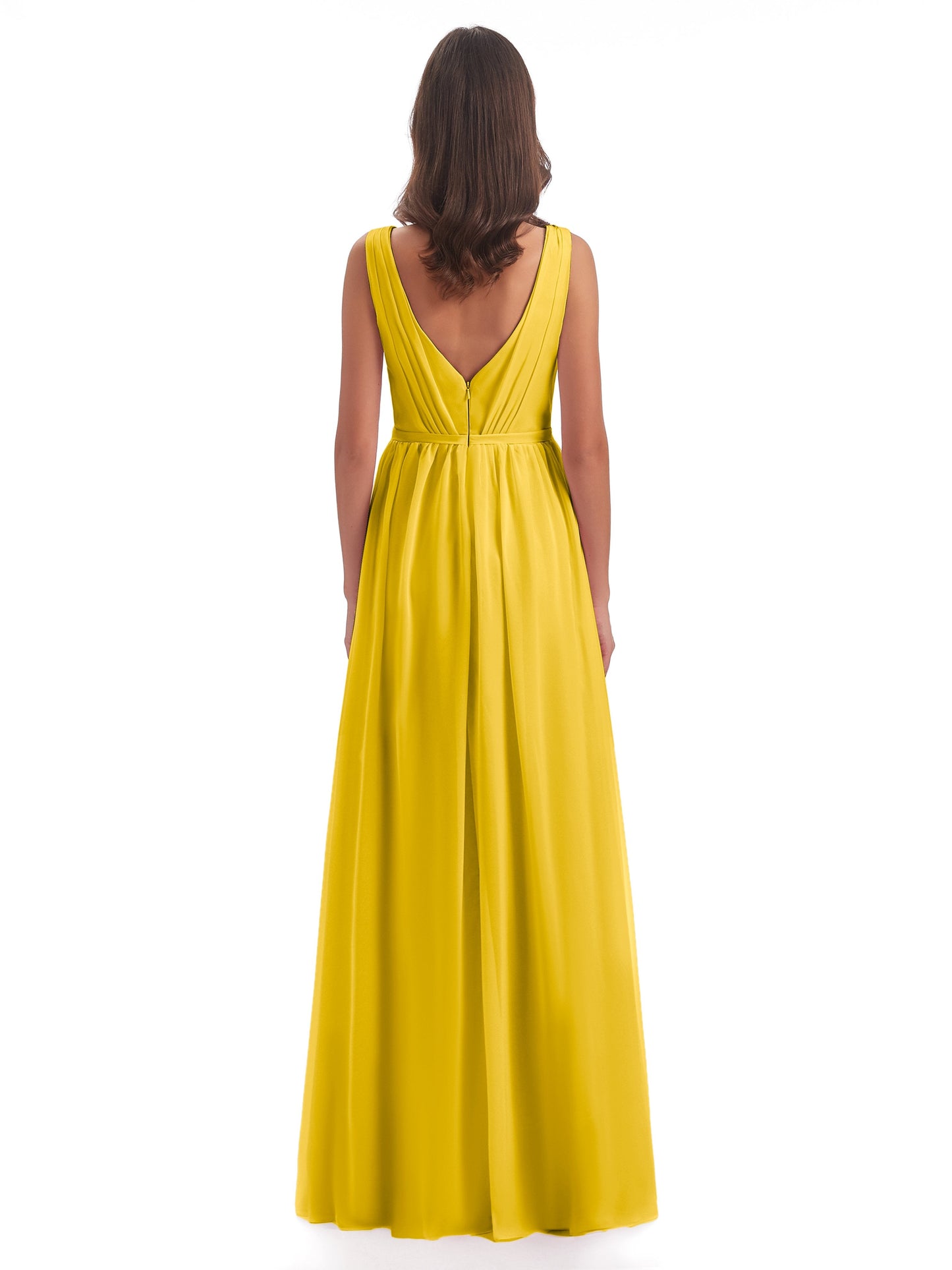 Sophia Sheath Floor Length V Neck Chiffon Bridesmaid Dresses