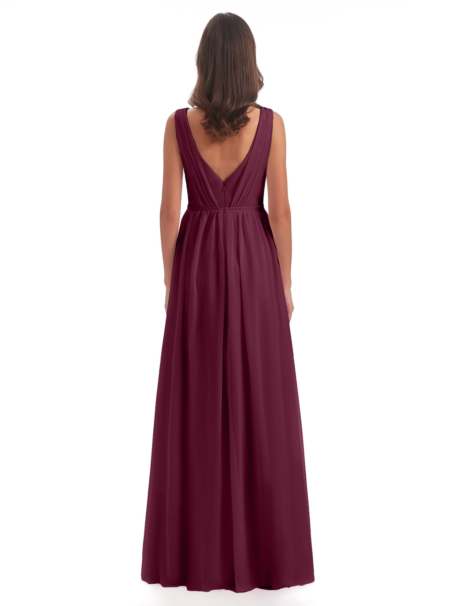 Sophia Sheath Floor Length V Neck Chiffon Bridesmaid Dresses