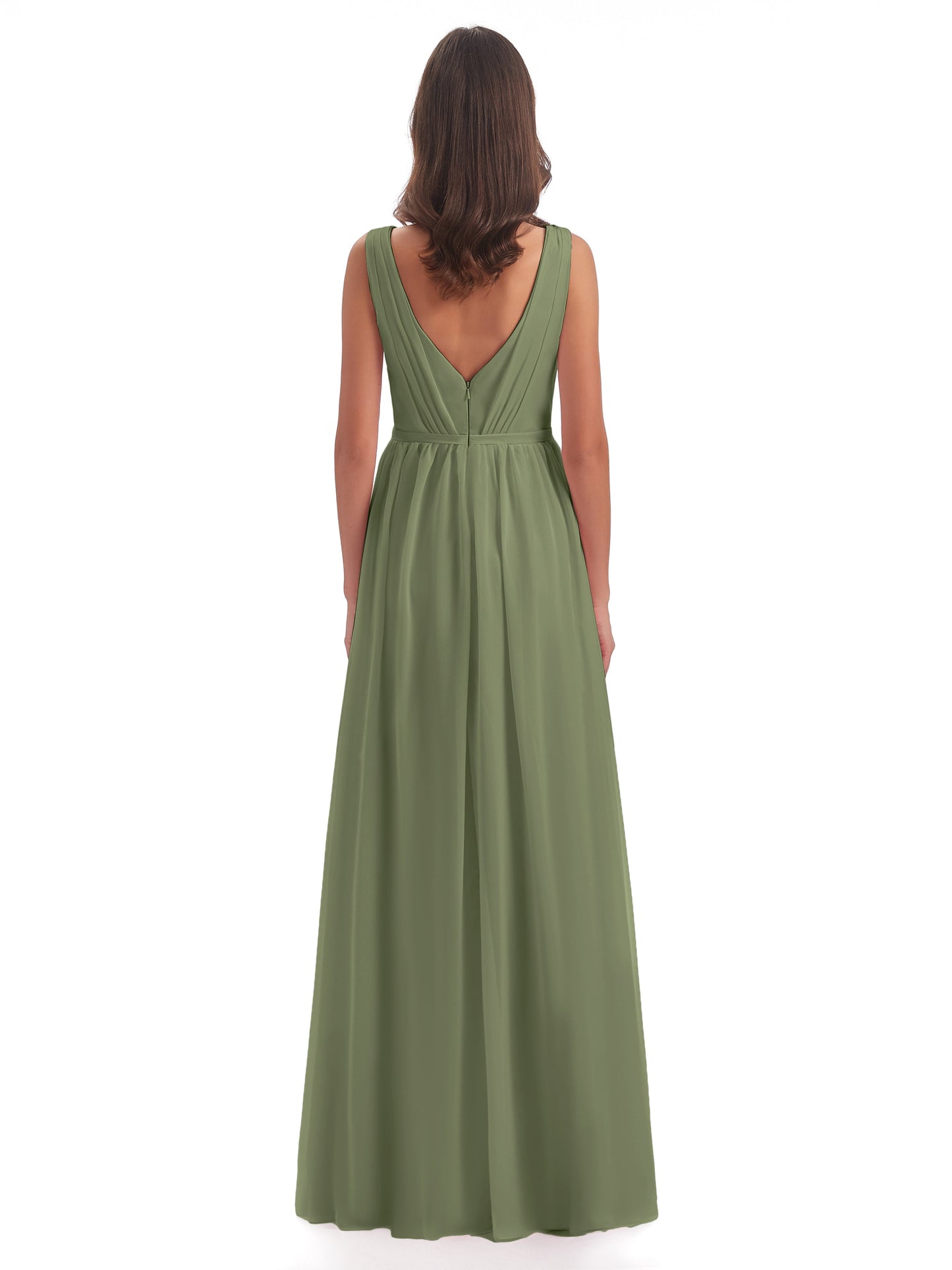 Sophia Sheath Floor Length V Neck Chiffon Bridesmaid Dresses