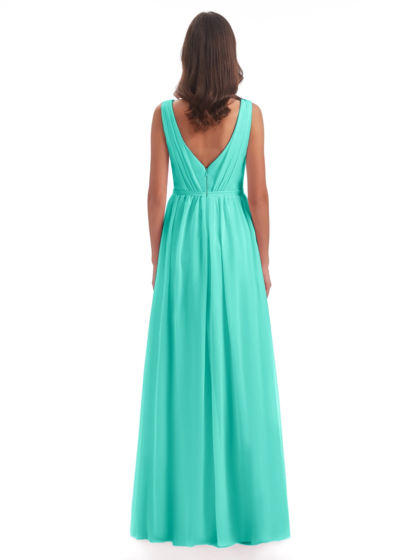 Sophia Sheath Floor Length V Neck Chiffon Bridesmaid Dresses