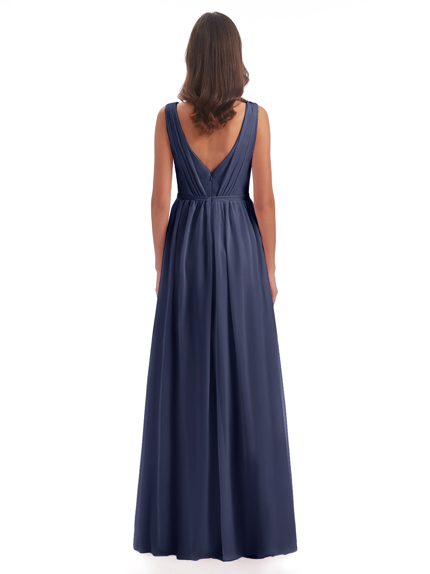 Sophia Sheath Floor Length V Neck Chiffon Bridesmaid Dresses