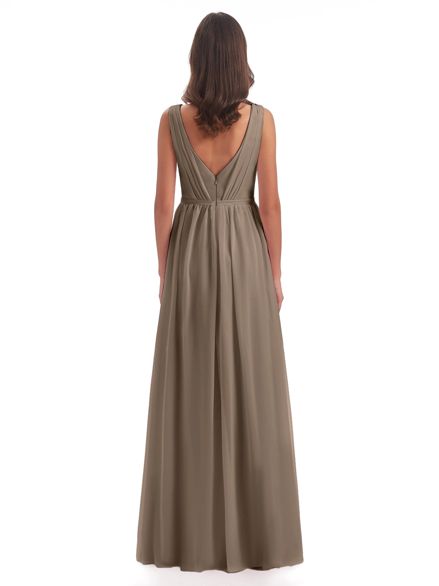 Sophia Sheath Floor Length V Neck Chiffon Bridesmaid Dresses