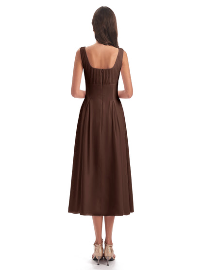 Spencer Tea Length Square Chiffon Bridesmaid Dresses