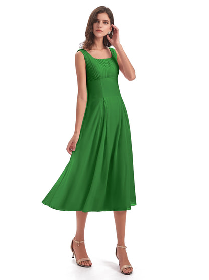 Spencer Tea Length Square Chiffon Bridesmaid Dresses