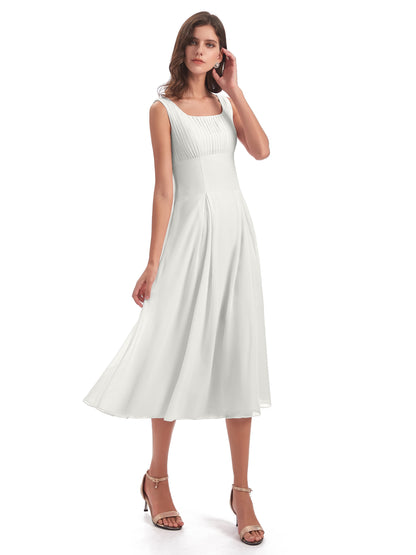 Spencer Tea Length Square Chiffon Bridesmaid Dresses