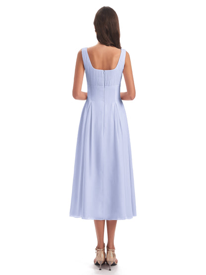 Spencer Tea Length Square Chiffon Bridesmaid Dresses