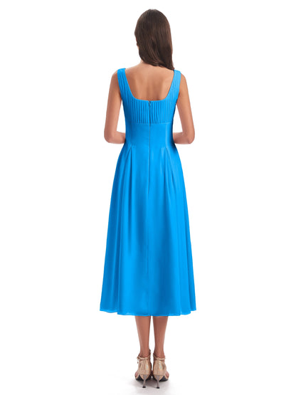 Spencer Tea Length Square Chiffon Bridesmaid Dresses