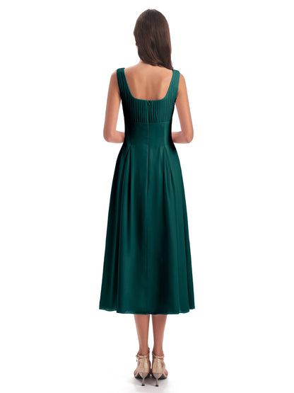 Spencer Tea Length Square Chiffon Bridesmaid Dresses