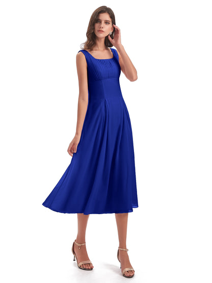 Spencer Tea Length Square Chiffon Bridesmaid Dresses