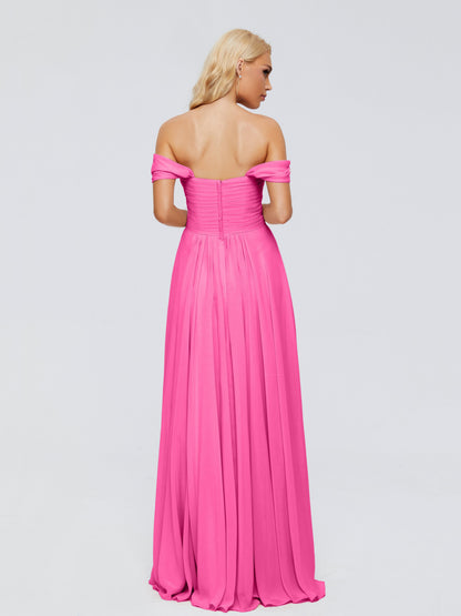 Trinity Off-The-Shoulder Chiffon Bridesmaid Dresses