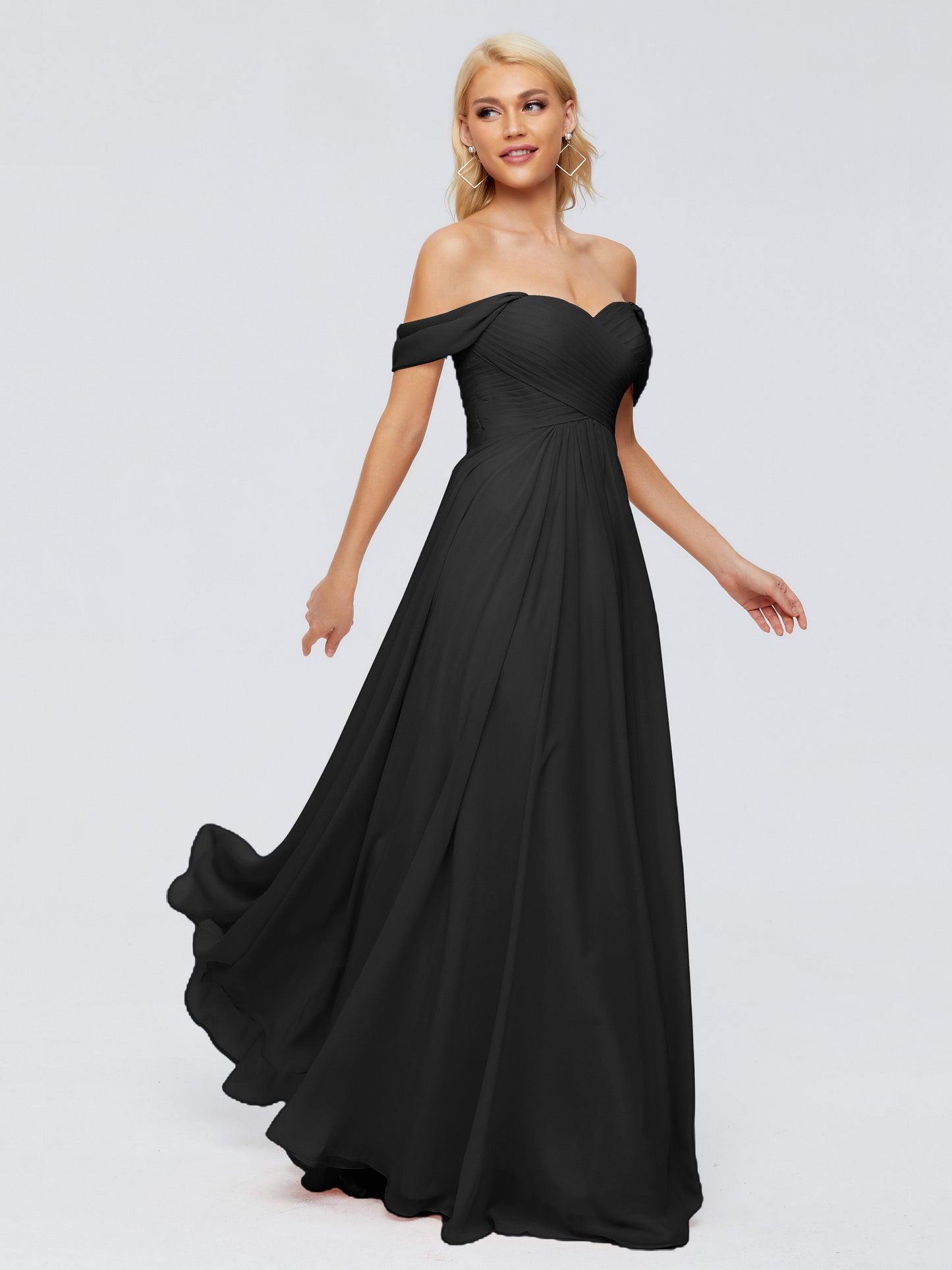 Trinity Off-The-Shoulder Chiffon Bridesmaid Dresses