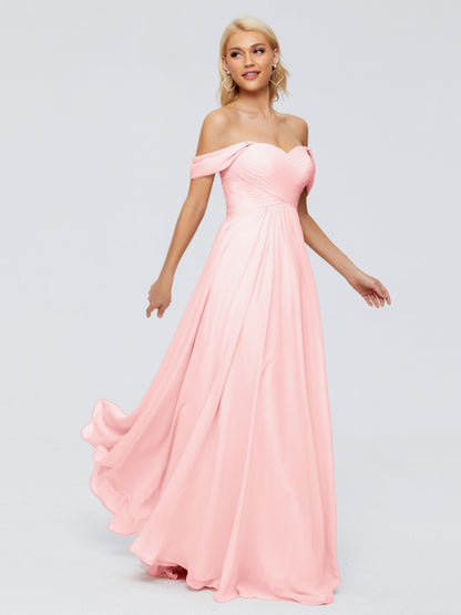 Trinity Off-The-Shoulder Chiffon Bridesmaid Dresses