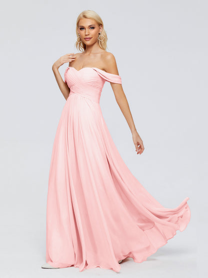 Trinity Off-The-Shoulder Chiffon Bridesmaid Dresses