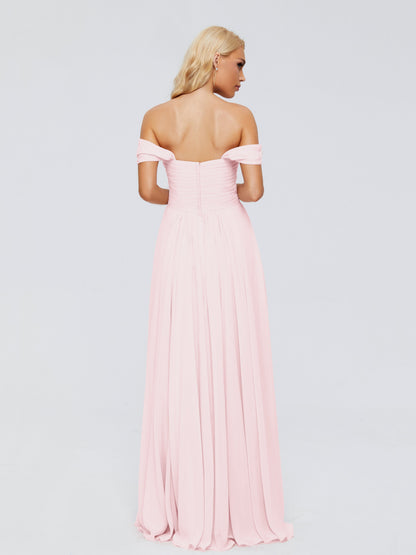 Trinity Off-The-Shoulder Chiffon Bridesmaid Dresses
