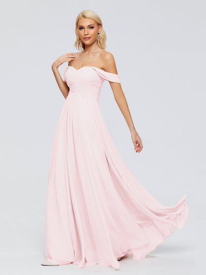 Trinity Off-The-Shoulder Chiffon Bridesmaid Dresses