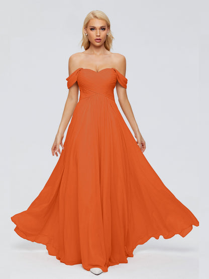 Trinity Off-The-Shoulder Chiffon Bridesmaid Dresses