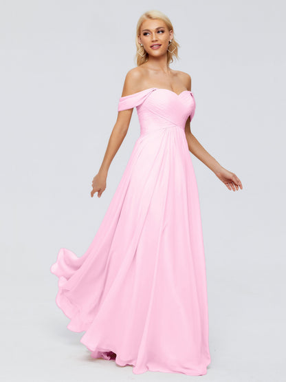 Trinity Off-The-Shoulder Chiffon Bridesmaid Dresses