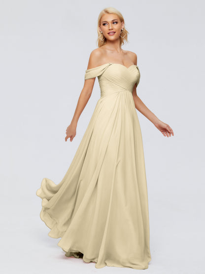 Trinity Off-The-Shoulder Chiffon Bridesmaid Dresses