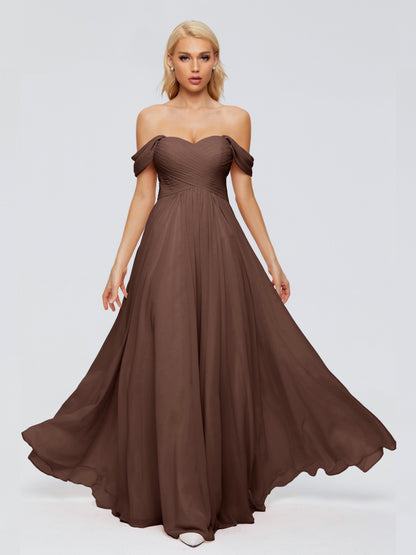 Trinity Off-The-Shoulder Chiffon Bridesmaid Dresses