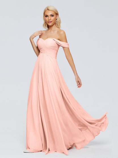 Trinity Off-The-Shoulder Chiffon Bridesmaid Dresses