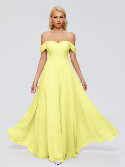 Trinity Off-The-Shoulder Chiffon Bridesmaid Dresses