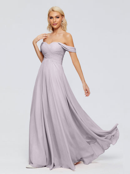 Trinity Off-The-Shoulder Chiffon Bridesmaid Dresses