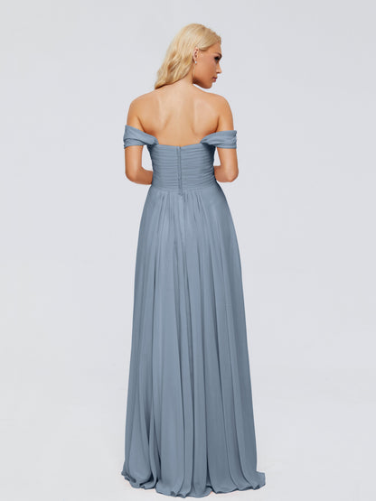 Trinity Off-The-Shoulder Chiffon Bridesmaid Dresses