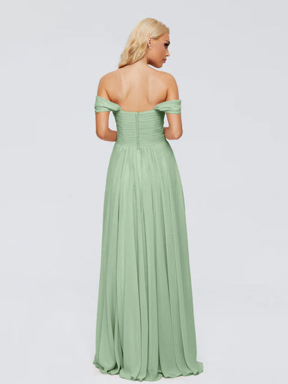 Trinity Off-The-Shoulder Chiffon Bridesmaid Dresses