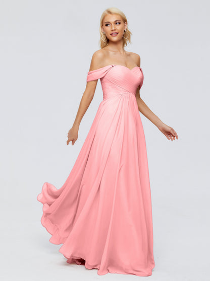 Trinity Off-The-Shoulder Chiffon Bridesmaid Dresses