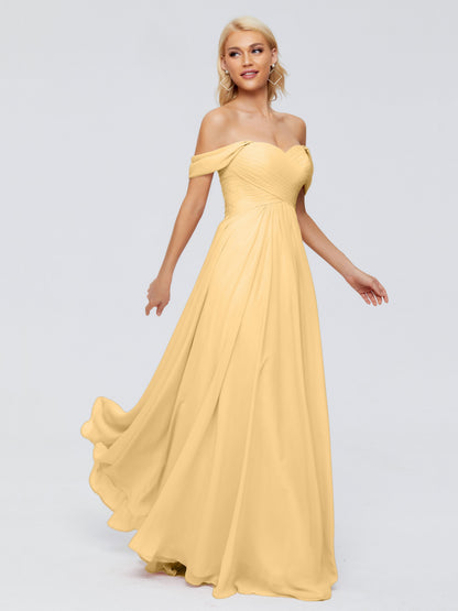 Trinity Off-The-Shoulder Chiffon Bridesmaid Dresses