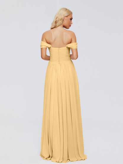 Trinity Off-The-Shoulder Chiffon Bridesmaid Dresses