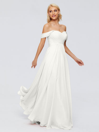Trinity Off-The-Shoulder Chiffon Bridesmaid Dresses