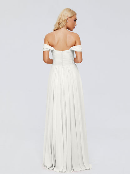 Trinity Off-The-Shoulder Chiffon Bridesmaid Dresses
