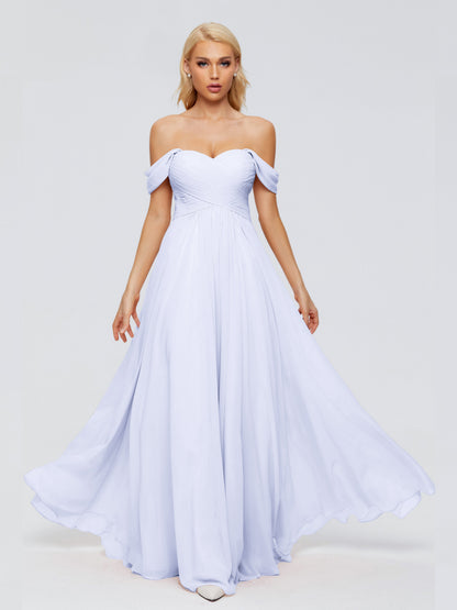 Trinity Off-The-Shoulder Chiffon Bridesmaid Dresses