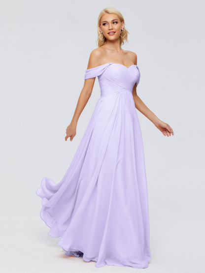 Trinity Off-The-Shoulder Chiffon Bridesmaid Dresses
