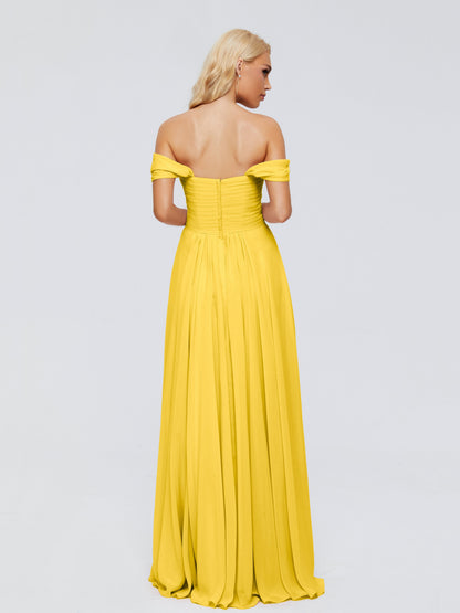 Trinity Off-The-Shoulder Chiffon Bridesmaid Dresses