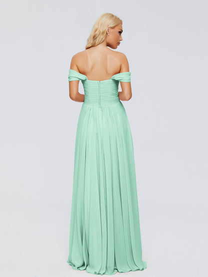 Trinity Off-The-Shoulder Chiffon Bridesmaid Dresses