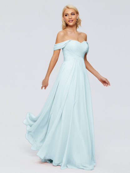 Trinity Off-The-Shoulder Chiffon Bridesmaid Dresses