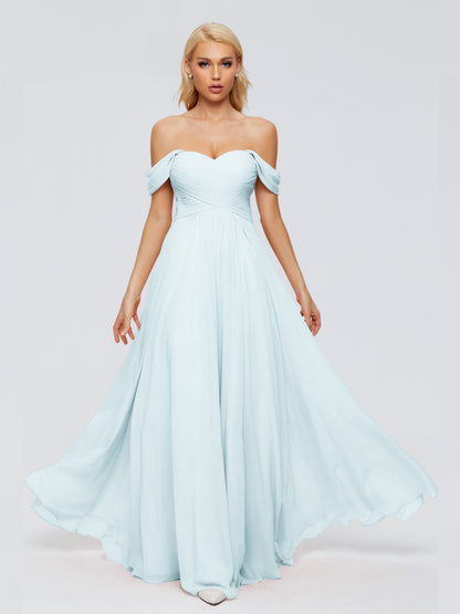 Trinity Off-The-Shoulder Chiffon Bridesmaid Dresses