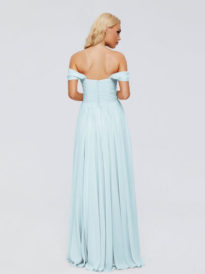 Trinity Off-The-Shoulder Chiffon Bridesmaid Dresses