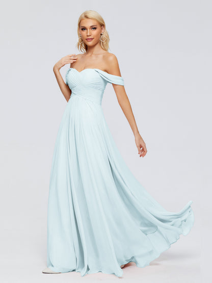 Trinity Off-The-Shoulder Chiffon Bridesmaid Dresses