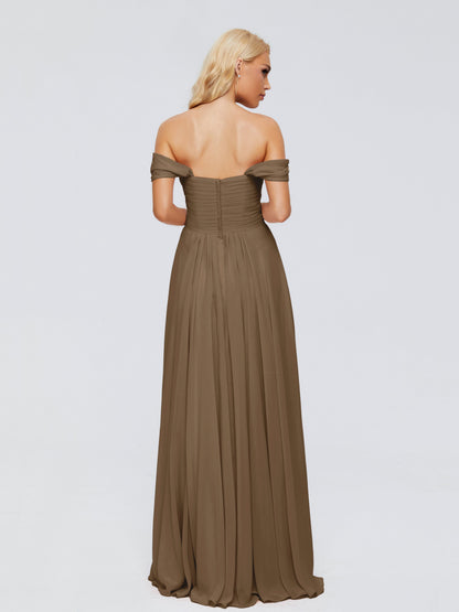 Trinity Off-The-Shoulder Chiffon Bridesmaid Dresses